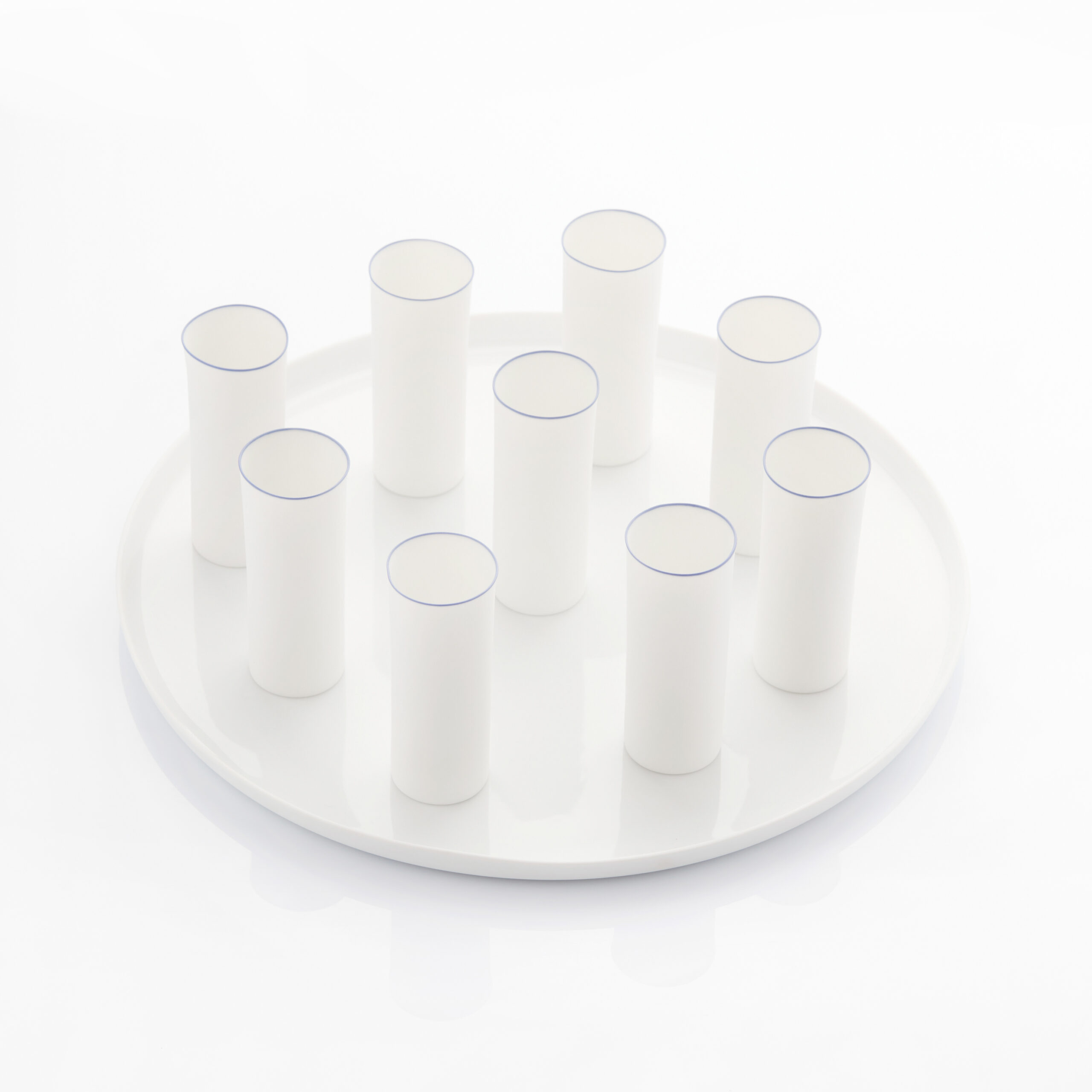 UPSIDE DOWN champagne beaker + disk plate flat